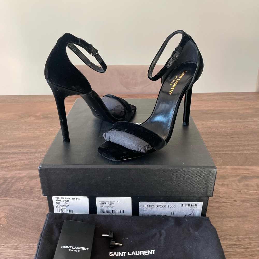 Saint Laurent Amber Velvet Sandals